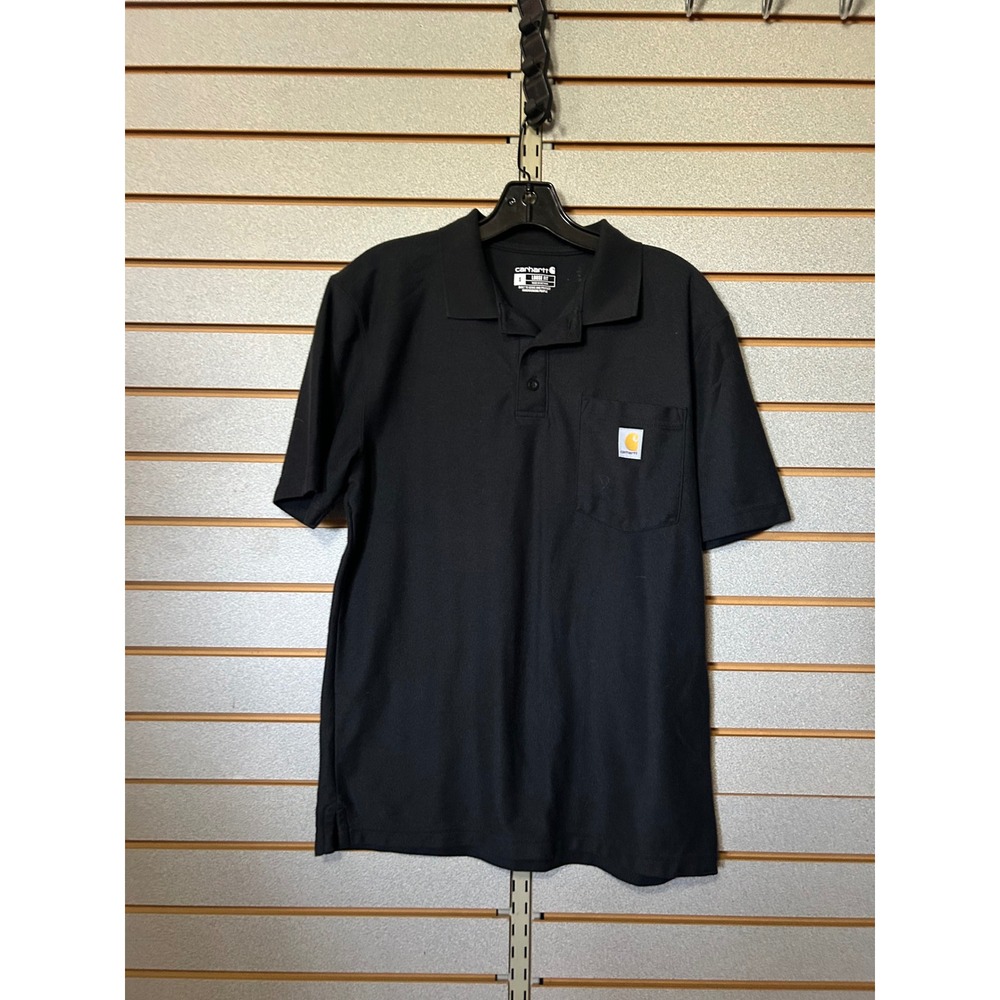 Carhartt Mens Loose Fit Short Sleeve Pocket Polo Shirt Black Small S